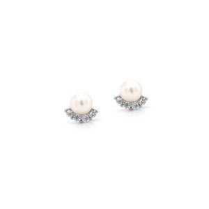 NWT Isabella Pearl Studs // Sterling Silver + CZ